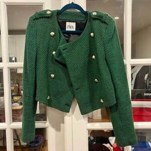 Zara Emerald Green Women's Blazer with Gold Buttons